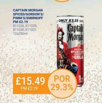 Bestway Captain morgan spiced-gordon's-pimm's-smirnoff offer