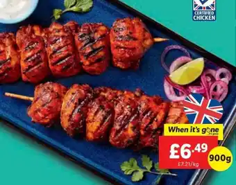Lidl Tandoori Chicken Thigh King Kebab 800g offer