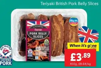 Lidl Teriyaki British Pork Belly Slices 450 g offer