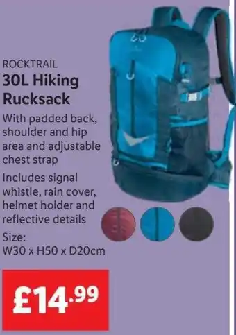 ROCKTRAIL 30L Hiking Rucksack W30 x H50 x D20cm