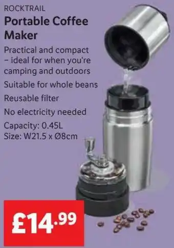 Lidl ROCKTRAIL Portable Coffee Maker Size: W21.5 x 08cm offer