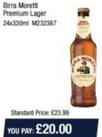 Makro Birra Moretti Premium Lager 24x330ml M232387 offer