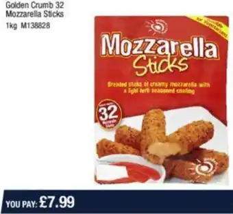 Makro Golden Crumb 32 Mozzarella Sticks 1kg M138828 offer