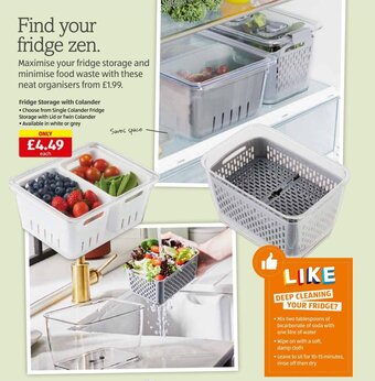 Aldi Fridge Storage with Colander offer