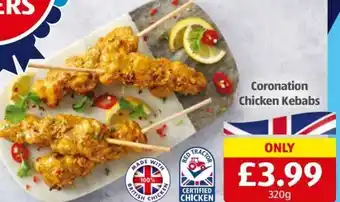 Aldi Coronation Chicken Kebabs 320g offer