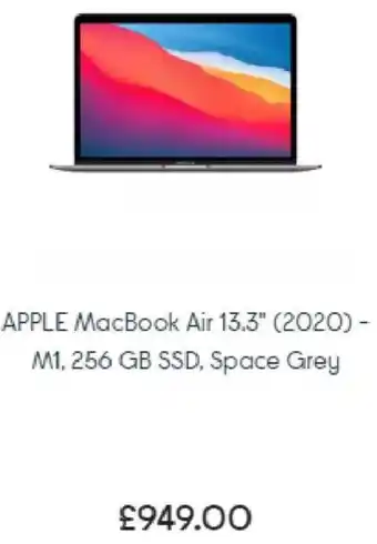 Currys PC World APPLE MacBook Air 13.3" (2020) - M1, 256 GB SSD, Space Grey offer