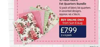 Aldi 12 Pack Fabric Fat Quarters Bundle offer
