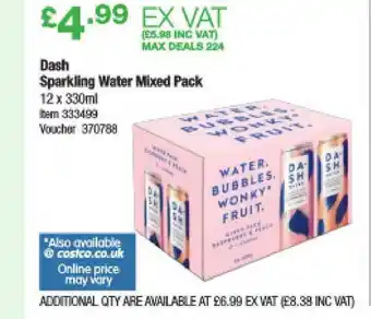 Costco Dash Sparkling Water Mixed Pack offer