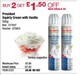 Costco President Squirty Cream With Vanilla offer