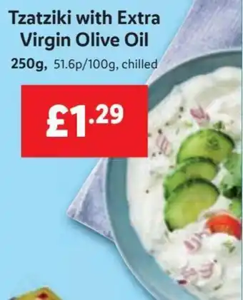 Lidl Tzatziki with Extra Virgin Olive Oil 250g, 51.6p/100g, chilled offer