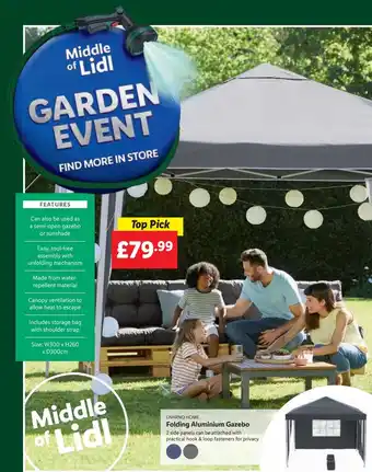 Lidl LIVARNO HOME Folding Aluminium Gazebo 2 side panels can be attached with practical hook & loop fasteners for privacy offer