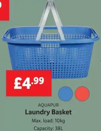 Lidl AQUAPUR Laundry Basket Max. load: 10kg Capacity: 38L offer