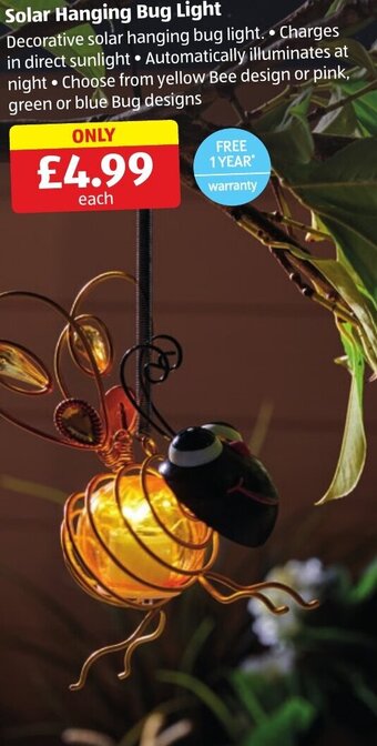 Aldi Solar Hanging Bug Light offer