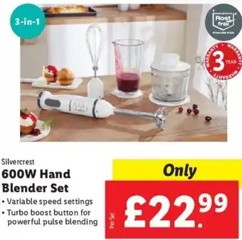 Lidl Silvercrest 600W Hand Blender Set offer