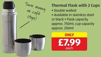 Aldi Thermal Flask with 2 Cups offer