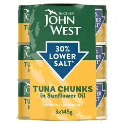 Morrisons John west 30% lower salt tuna chunks in sunflower oil offer
