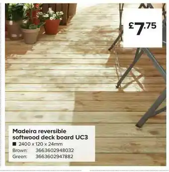 TradePoint Madeira Reversible Softwood Deck Board Uc3 offer