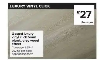 TradePoint Gospel Luxury Vinyl Click 5mm Plank, Grey Wood Effect offer