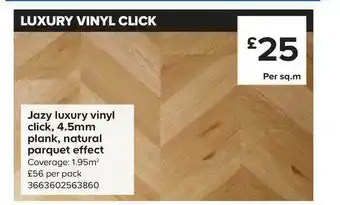 TradePoint Jazy Luxury Vinyl Click, 4.5mm Plank, Natural Parquet Effect offer