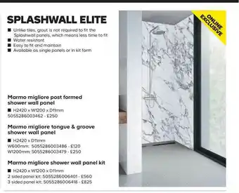 TradePoint Marmo Migliore Post Formed Shower Wall Panel, Marmo Migliore Tongue & Groove Shower Wall Panel, Marmo Migliore Shower Wall Pa offer