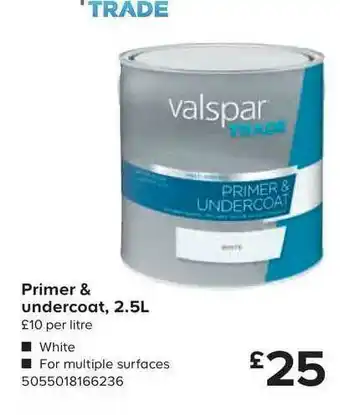 TradePoint Valspar Trade Primer & Undercoat, 2.5l offer