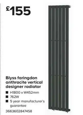 Blyss Faringdon Anthracite Vertical Designer Radiator