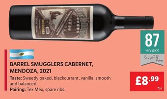 Lidl BARREL SMUGGLERS CABERNET, MENDOZA, 2021 offer