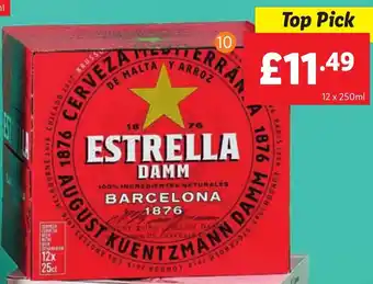 Lidl 10 Estrella Beer, 4.6% vol., 12 x 250ml, offer