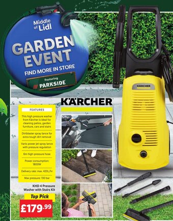 Lidl KHD 4 Pressure Washer with Stairs Kit offer
