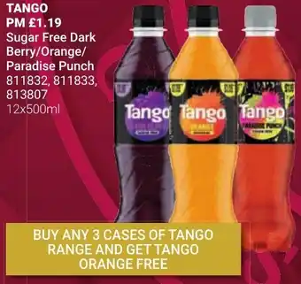 Bestway TANGO Sugar Free Dark Berry/Orange/ Paradise Punch 12x500ml offer