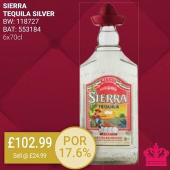 Bestway SIERRA TEQUILA SILVER 6x70cl offer