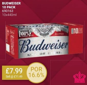 Bestway BUDWEISER 10 Pack 10x440ml offer