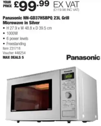 Costco Panasonic NN-GD37HSBPQ 23L Grill Microwave in Silver offer