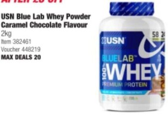 Costco USN Blue Lab Whey Powder Caramel Chocolate Flavour offer