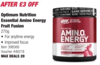 Costco Optimum Nutrition Essential Amino Energy Fruit Fusion offer