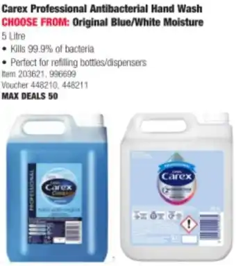 Costco Carex Professional Antibacterial Hand Wash CHOOSE FROM: Original Blue/White Moisture 5 Litre offer