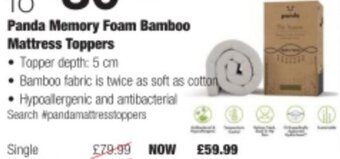 Costco Panda Memory Foam Bamboo Mattress Toppers offer