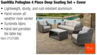 Costco SunVilla Pelington 4 Piece Deep Seating Set + Cover offer