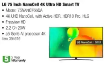 Costco LG 75 Inch NanoCell 4K Ultra HD Smart TV offer