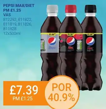 Bestway PEPSI MAX/DIET PM £1.25 offer