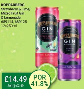 Bestway KOPPARBERG Strawberry & Lime/ Mixed Fruit Gin & Lemonade 689114, 689125 12x250ml offer