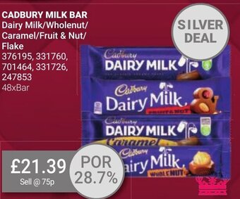 Bestway CADBURY MILK BAR Dairy Milk/Wholenut/ Caramel/Fruit & Nut/ Flake offer