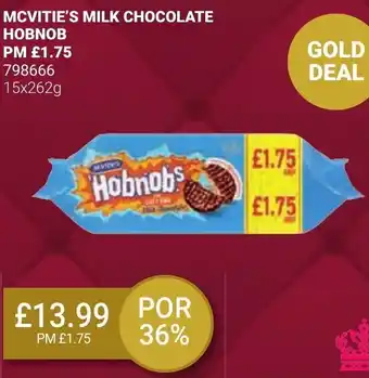 Bestway MCVITIE'S MILK CHOCOLATE HOBNOB PM £1.75 798666 15x262g offer