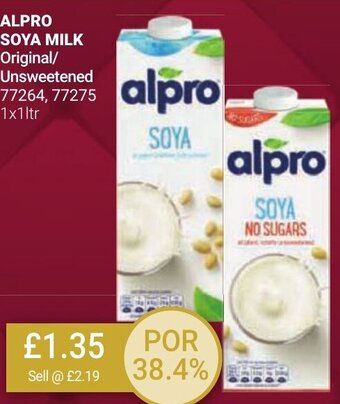 Bestway ALPRO SOYA MILK Original/ Unsweetened 77264, 77275 1x1ltr offer