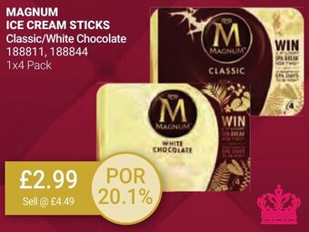 Bestway MAGNUM ICE CREAM STICKS Classic/White Chocolate 188811, 188844 1x4 Pack offer