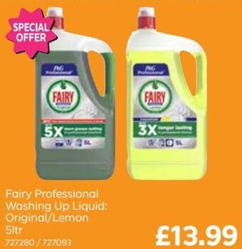 Bestway Fairy Professional Washing Up Liquid: Original/Lemon offer