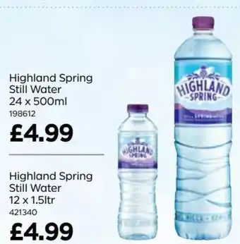 Bestway Highland Spring Still Water 24 x 500ml 198612 offer