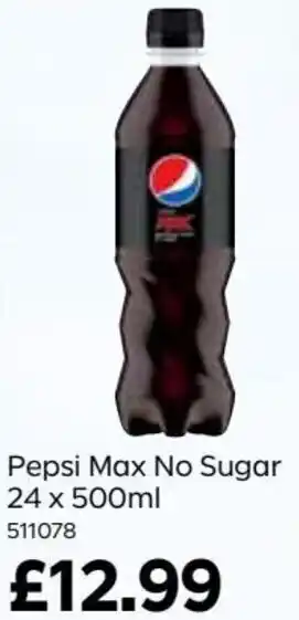 Bestway Pepsi Max No Sugar 24 x 500ml 511078 offer