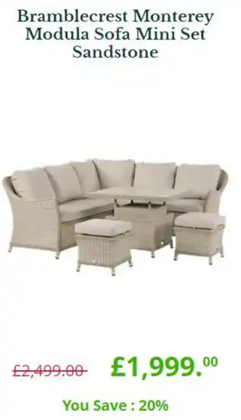 Van Hage Bramblecrest Monterey Modular Sofa Mini Set Sandstone offer