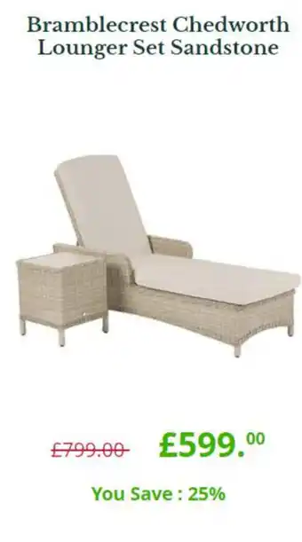 Bramblecrest Chedworth Lounger Set Sandstone